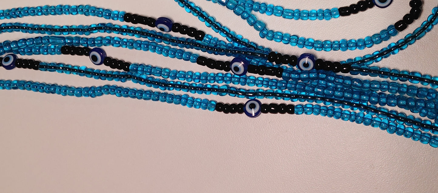 Blue evil eye waistbeads