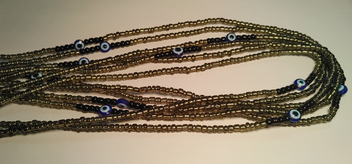 Grey evil eye waistbeads