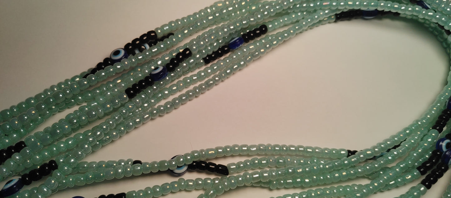Mint green eveil eye waistbeads