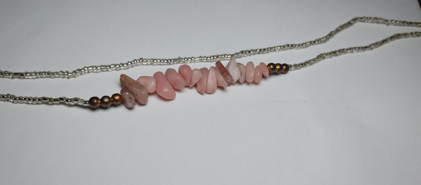 Rose quartz 2pc waistbeads