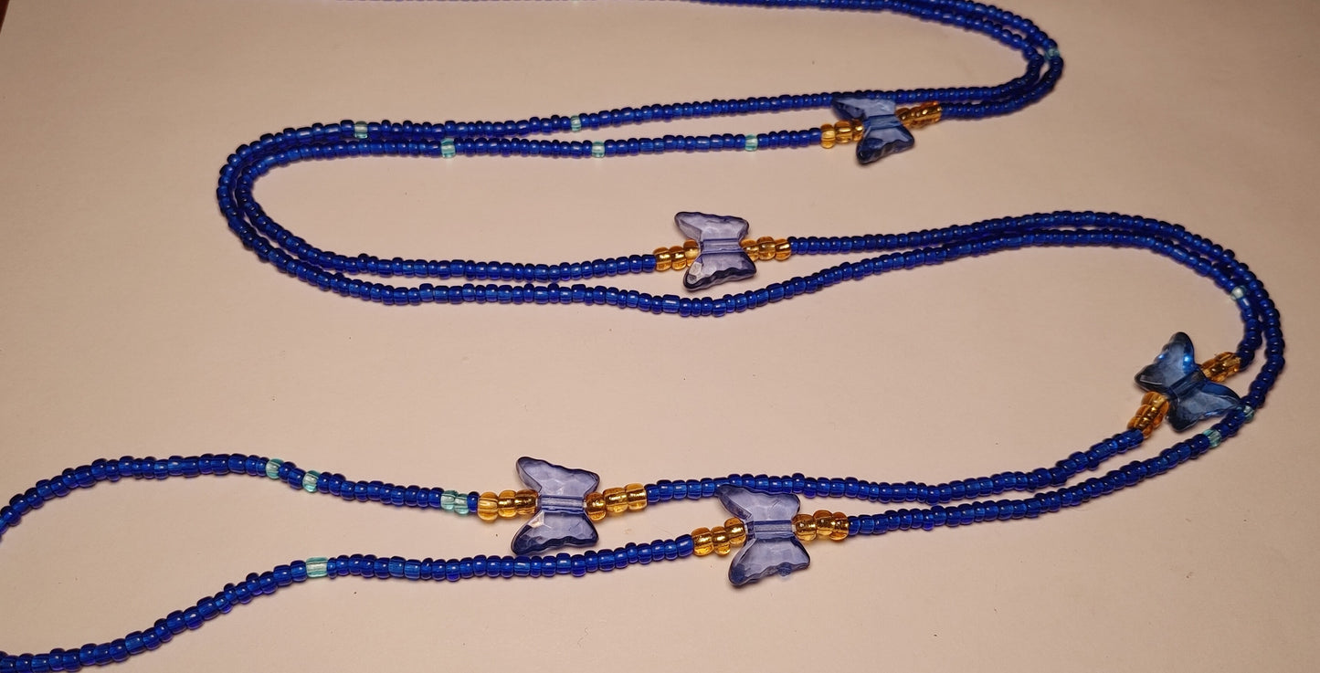 Blue butterfly waistbeads
