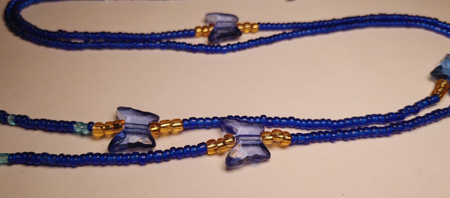 Blue butterfly waistbeads