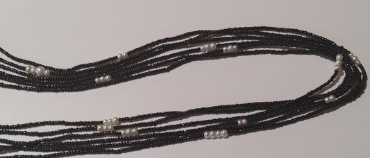 Black and pearl waistbeads