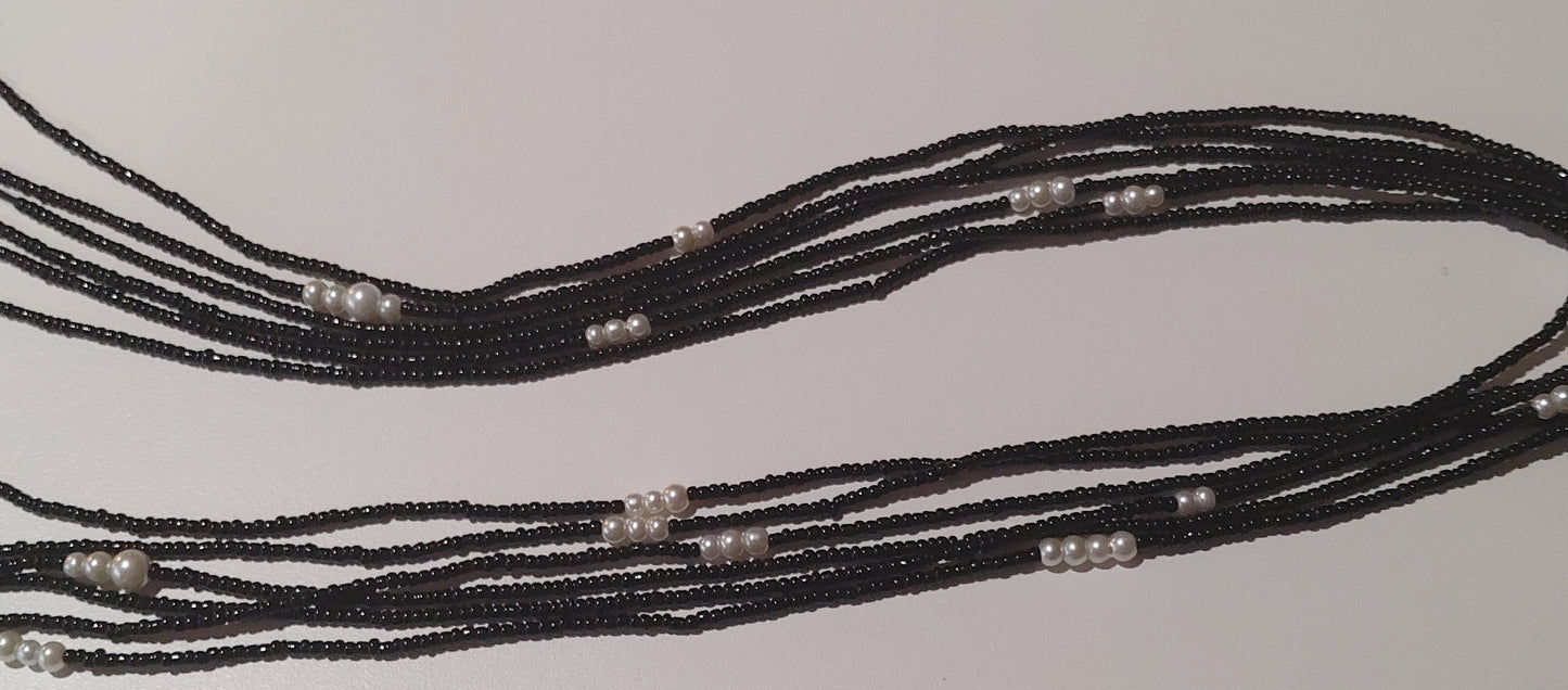 Black and pearl waistbeads