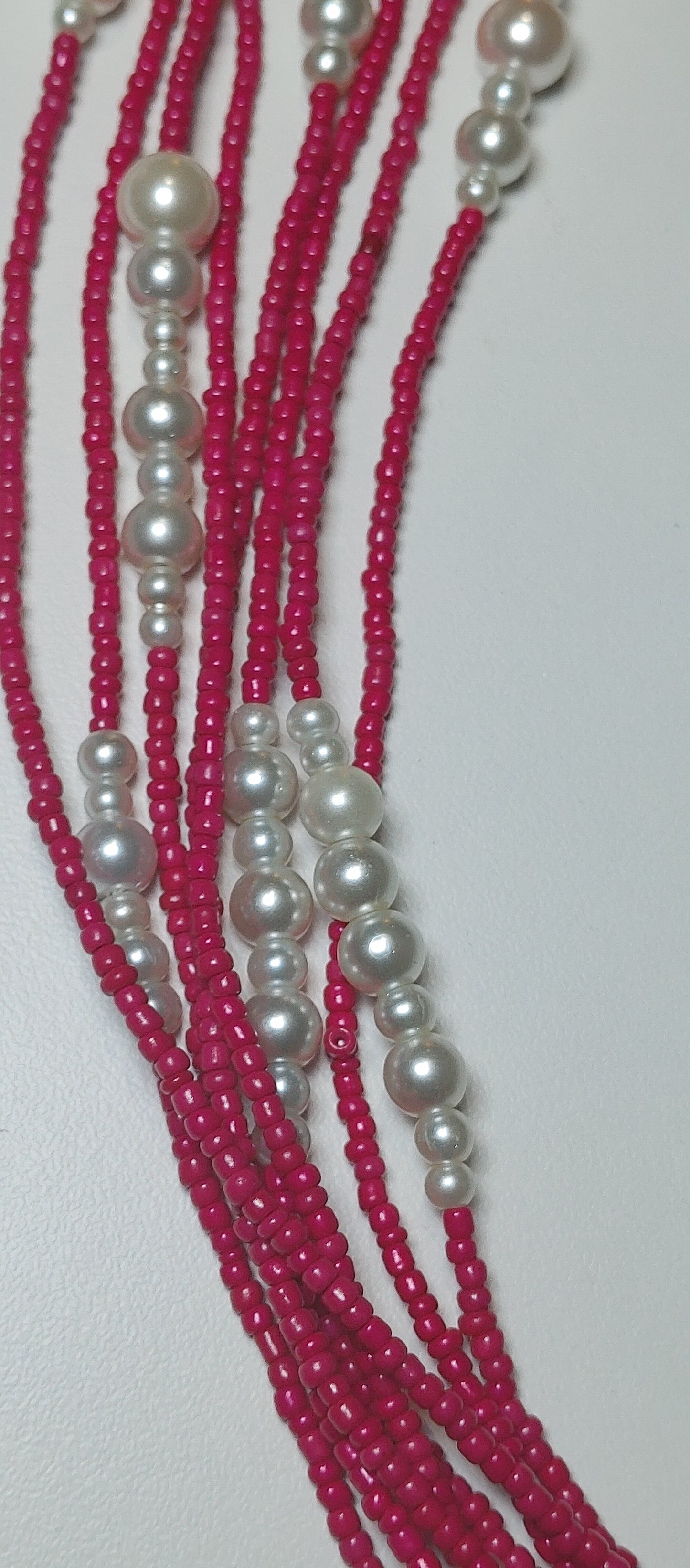 Magenta and pearl waistbeads