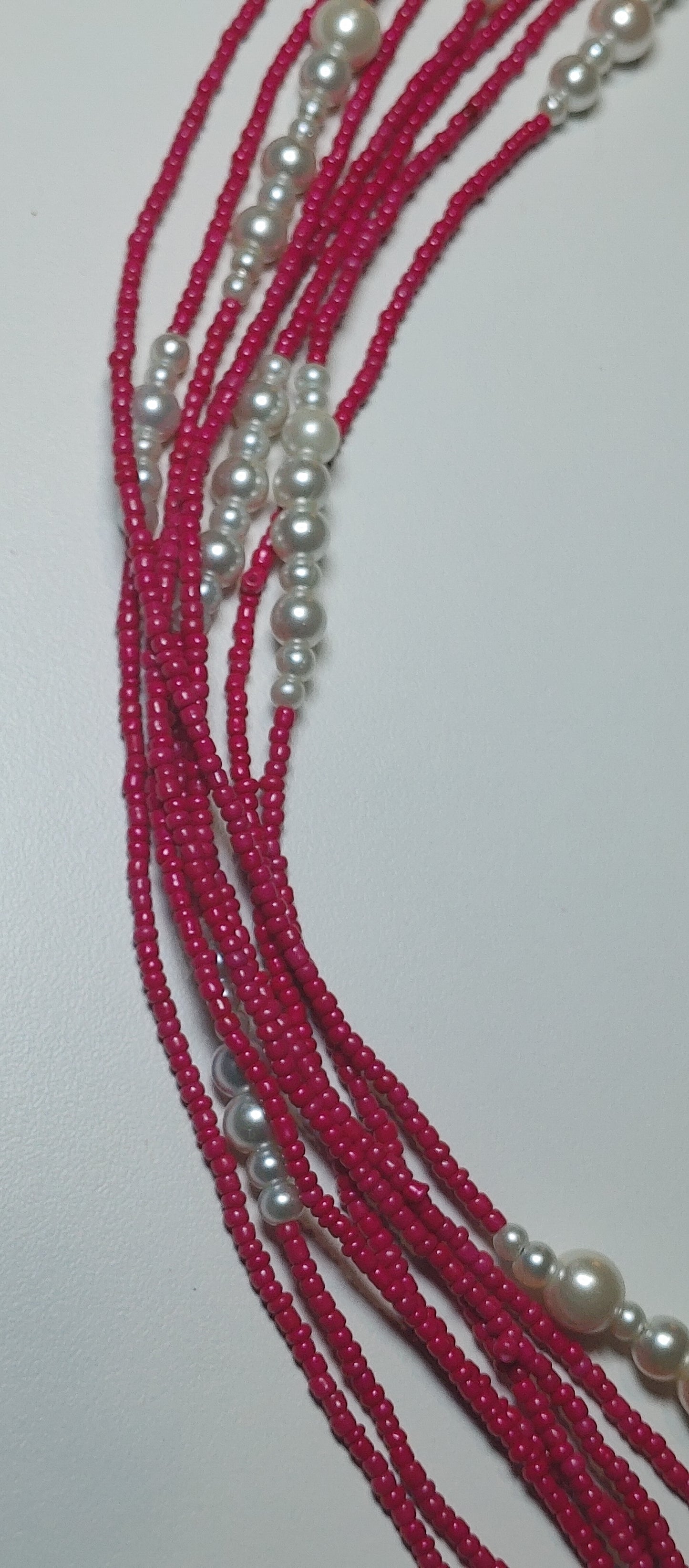 Magenta and pearl waistbeads