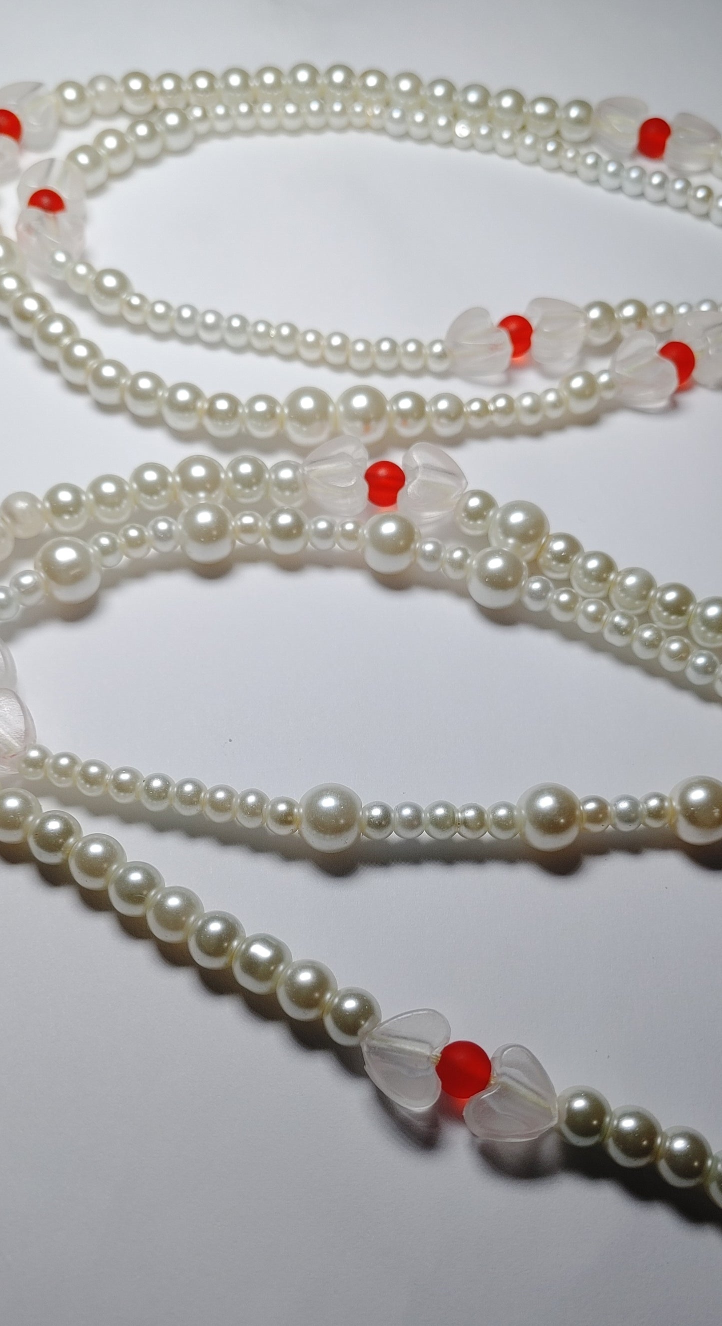 Pearl red glow in the dark waistbeads