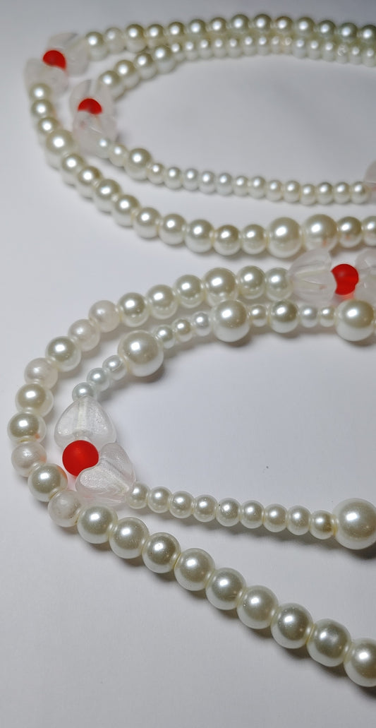 Pearl red glow in the dark waistbeads