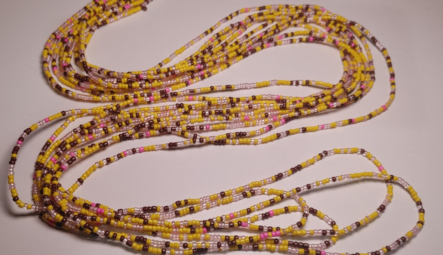 Yellow Nesquick waistbeads