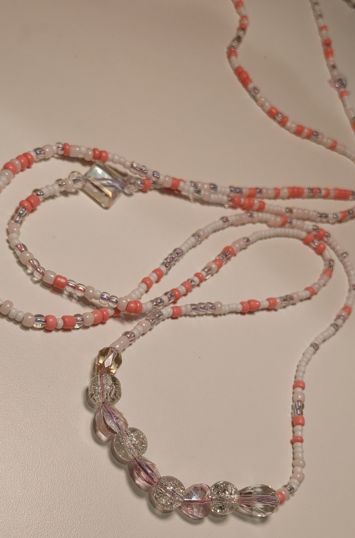 Diamond pink heart waistbeads