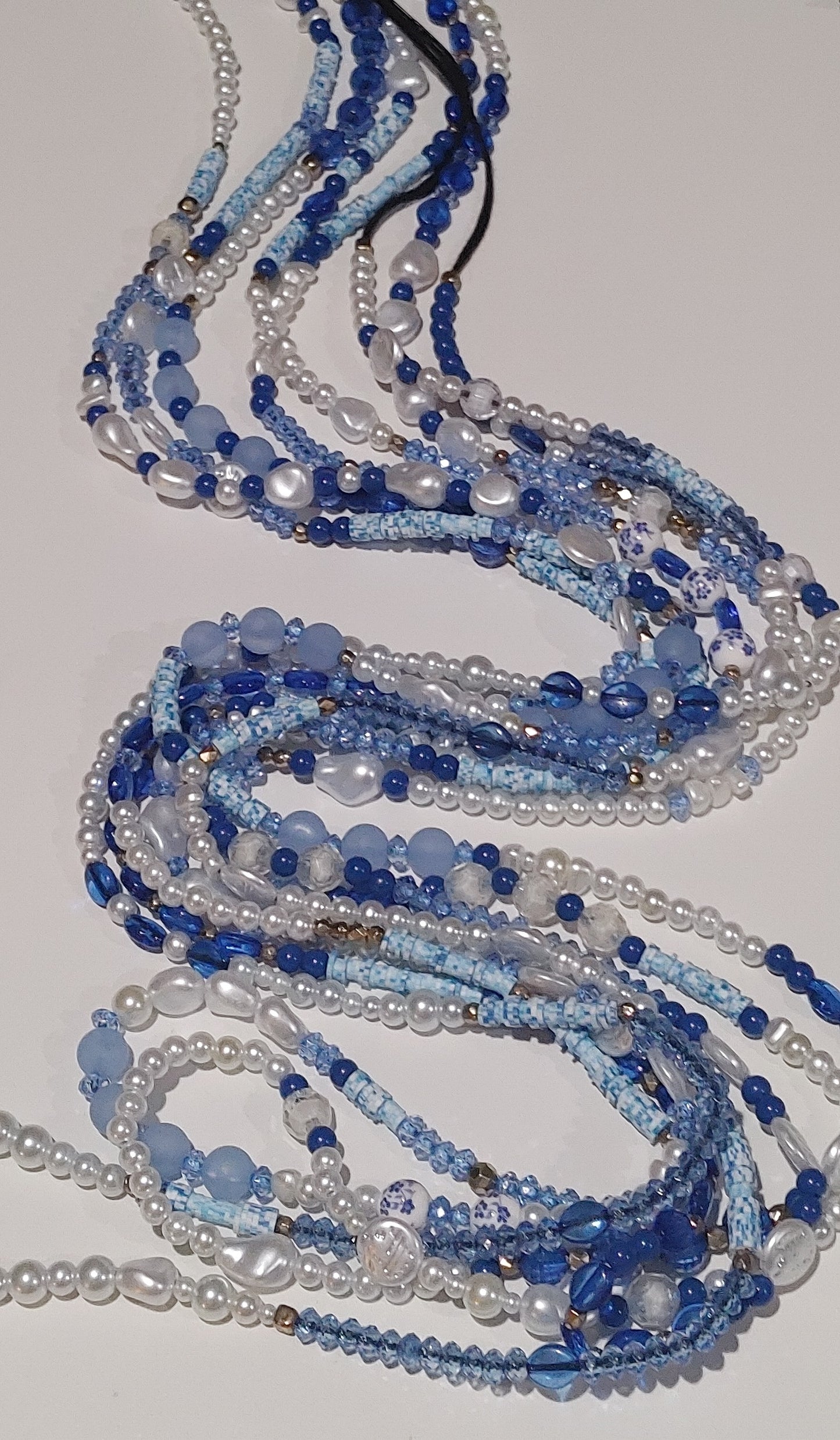 Blue pearl waistbeads