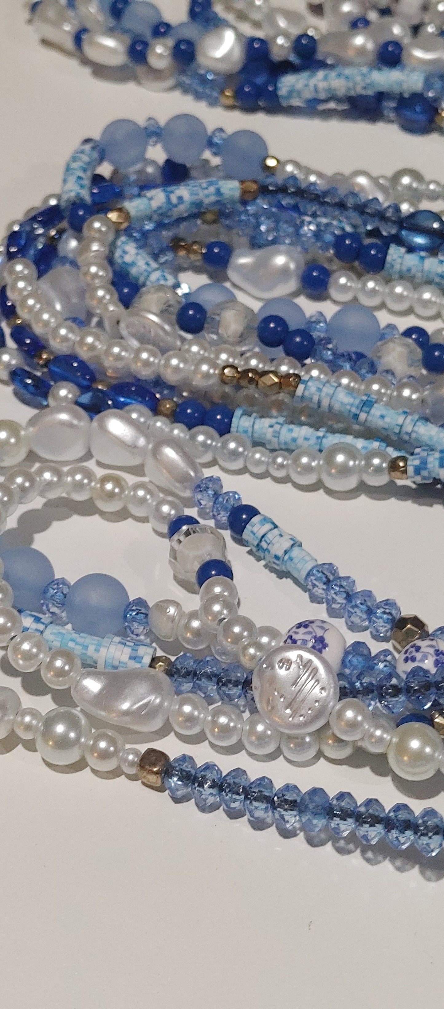 Blue pearl waistbeads