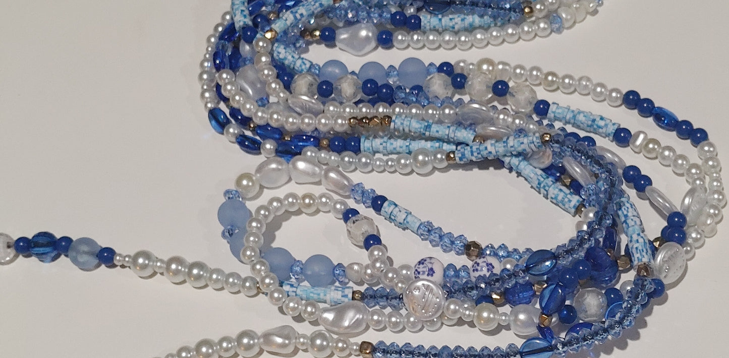 Blue pearl waistbeads