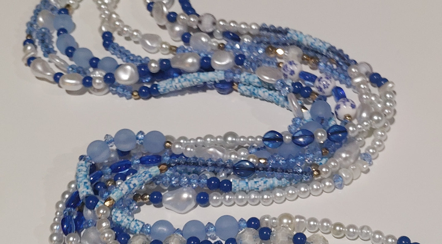 Blue pearl waistbeads