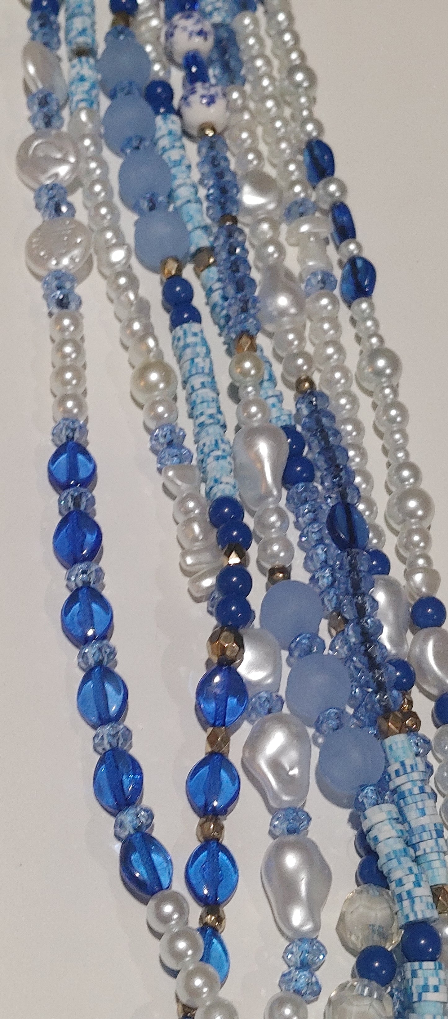 Blue pearl waistbeads