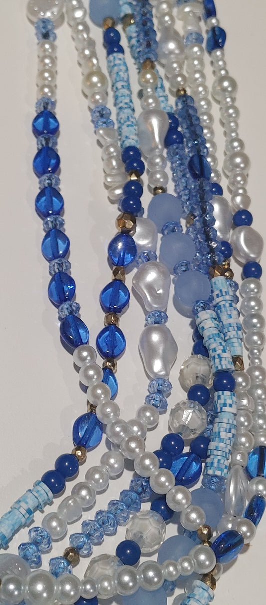 Blue pearl waistbeads