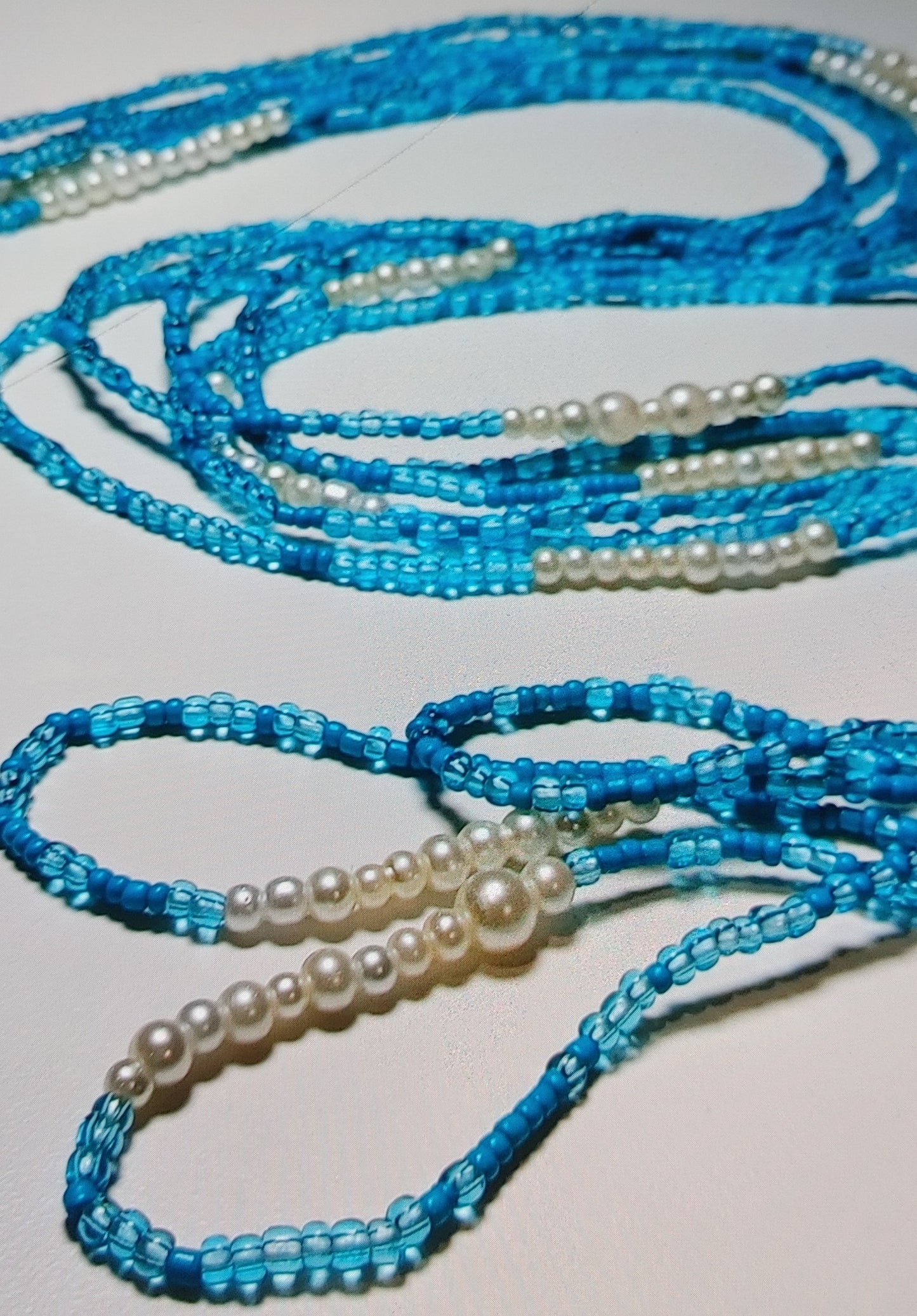 Aqua blue pearl waistbeads