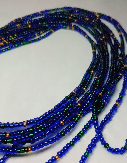 Royal blue green gold waistbeads