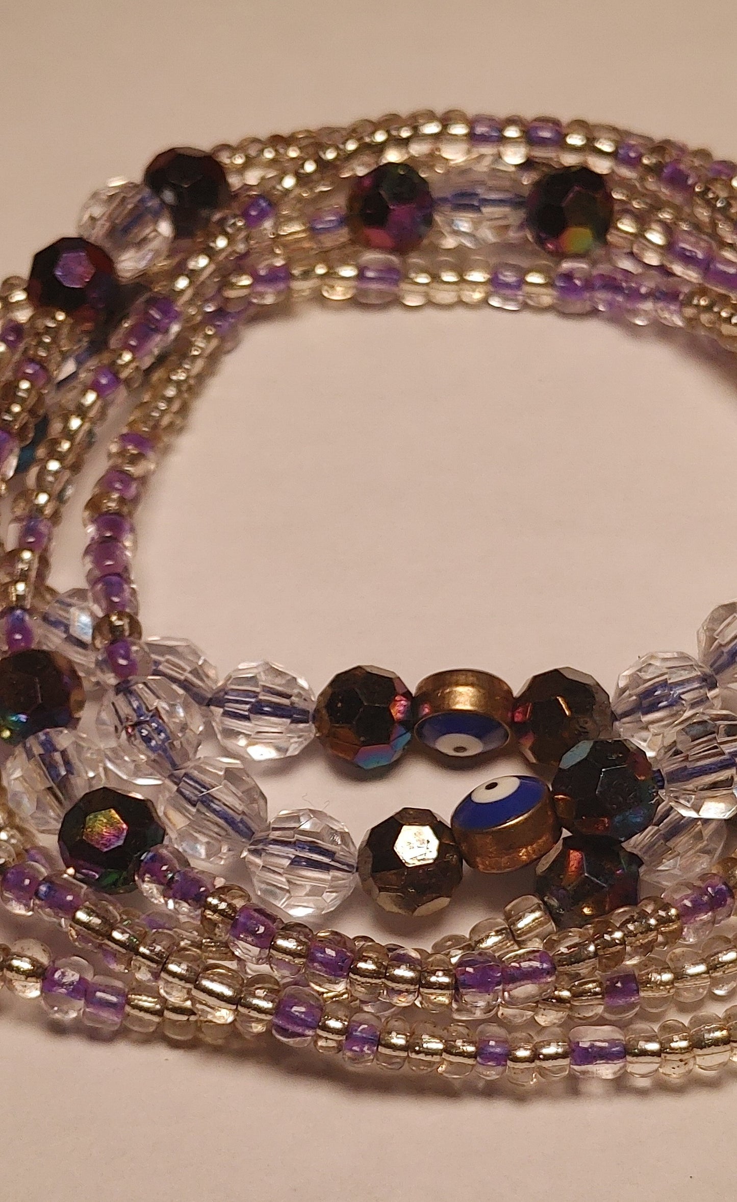 Purple rain evil eye waistbeads