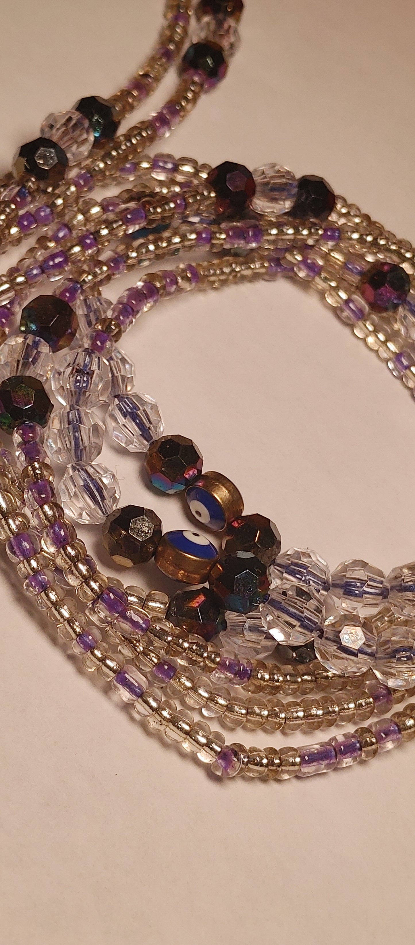 Purple rain evil eye waistbeads