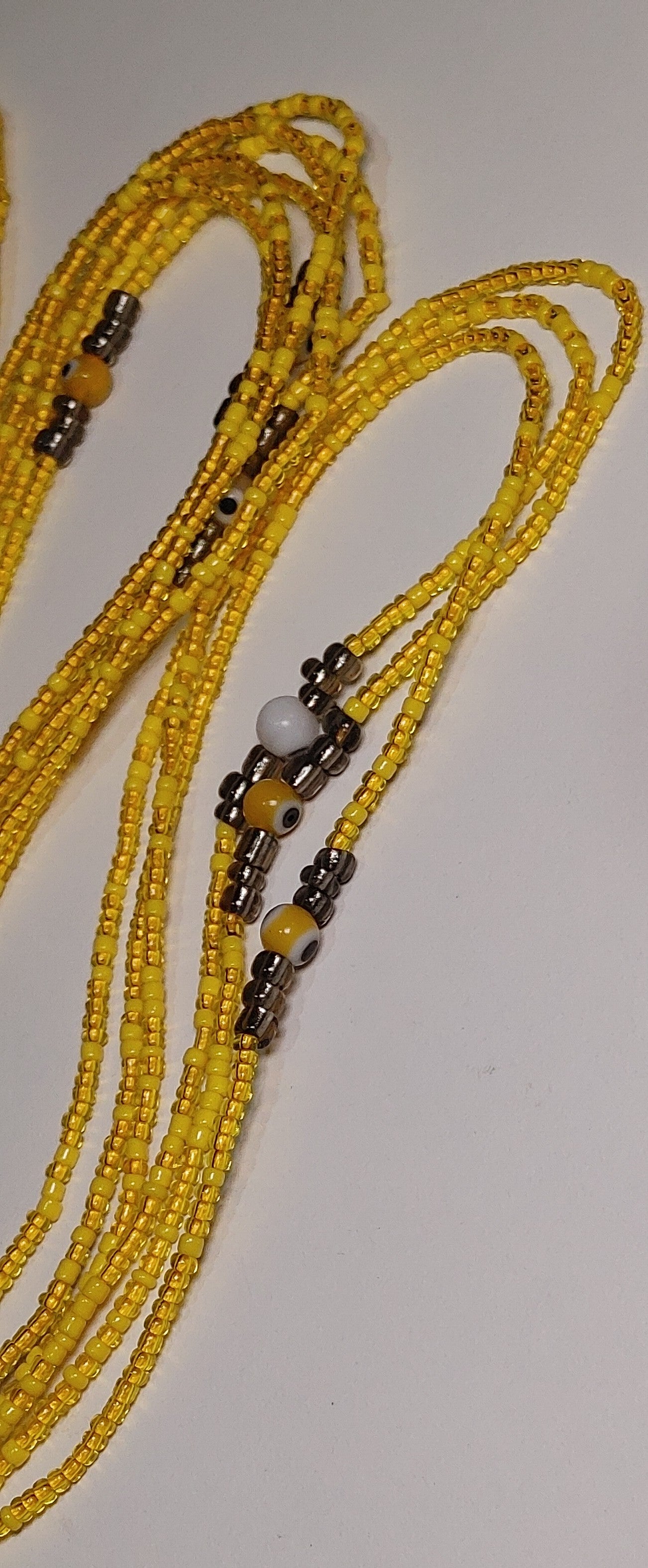 Yellow evil eye waistbeads