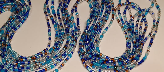 Aquamarines "glow" waistbeads