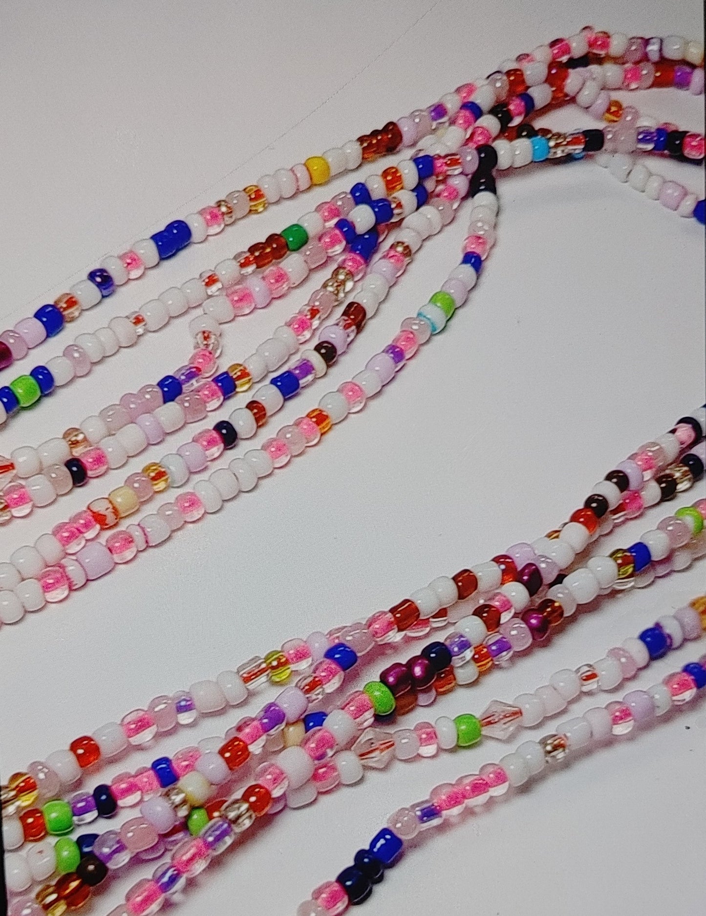 Pink confetti mix waistbeads