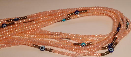 Pale pink evil eye waistbeads