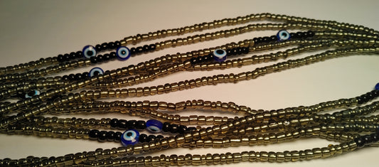 Grey evil eye waistbeads