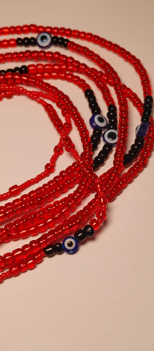 Red evil eye waistbeads