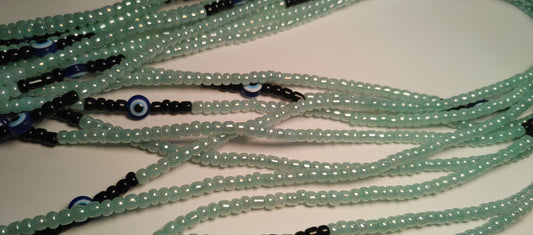 Mint green eveil eye waistbeads