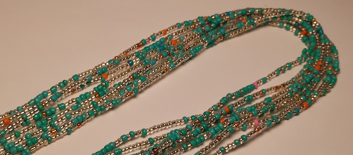 Aqua shimmer waistbeads