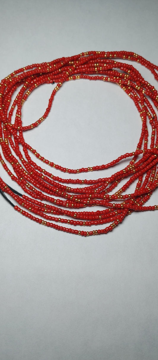 Red and gold waistbeads