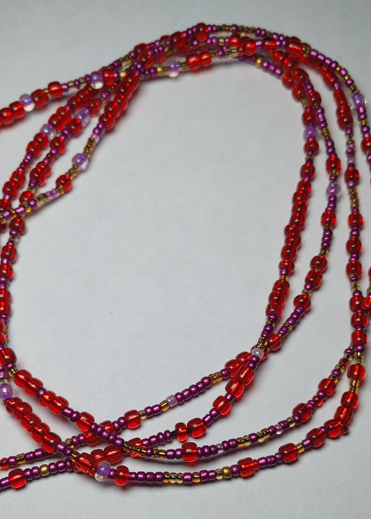 Red swrill waistbeads