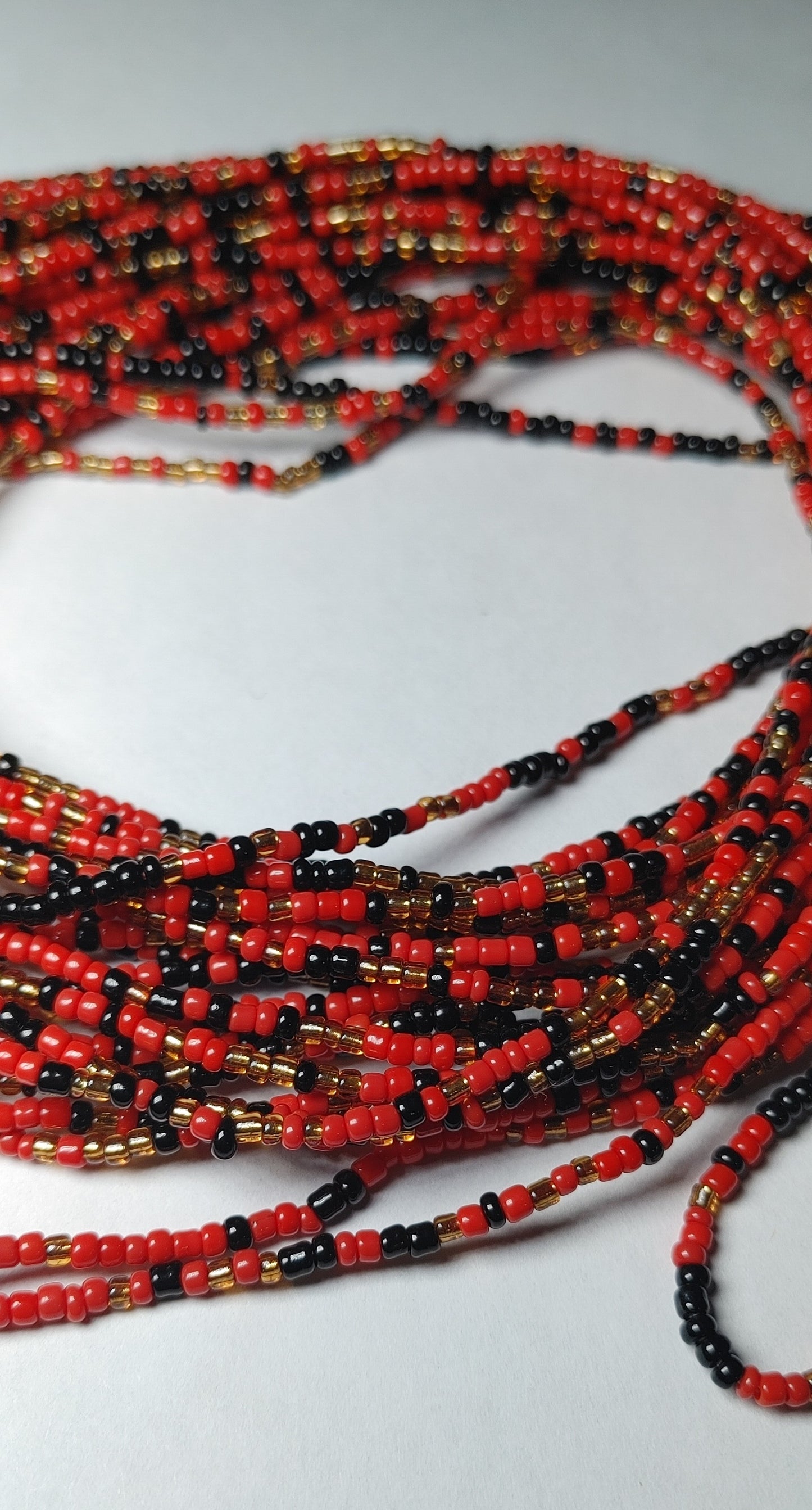 Red and black waistbeads