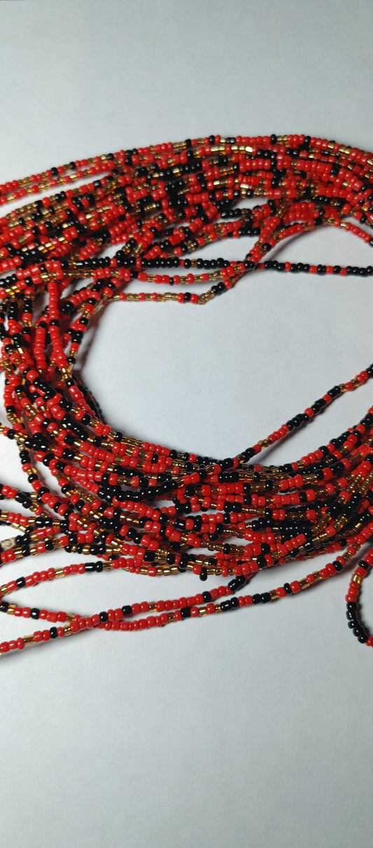 Red and black waistbeads