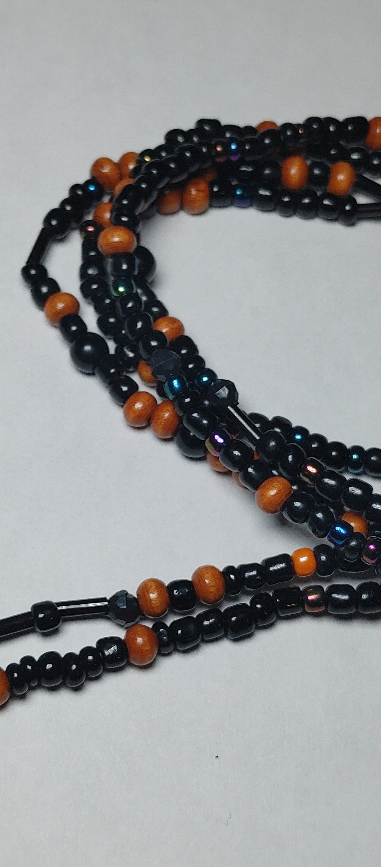 Wood and black waistbeads