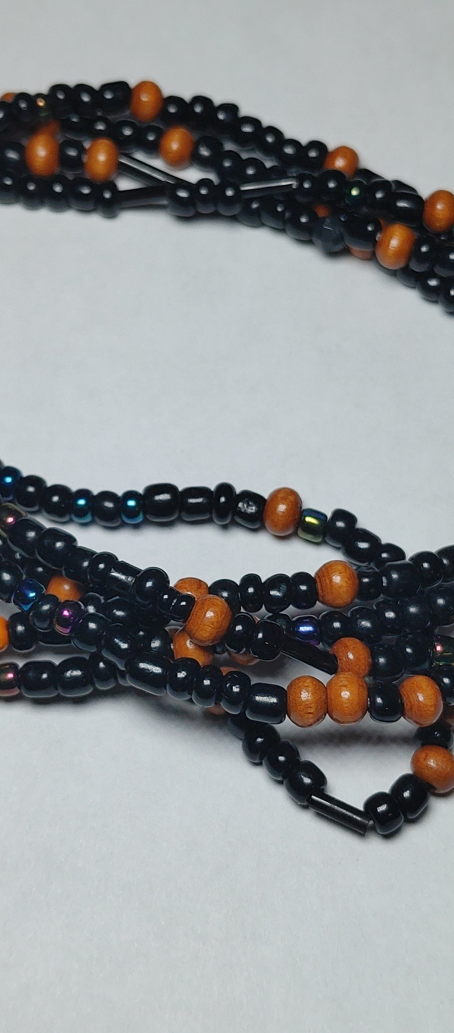 Wood and black waistbeads