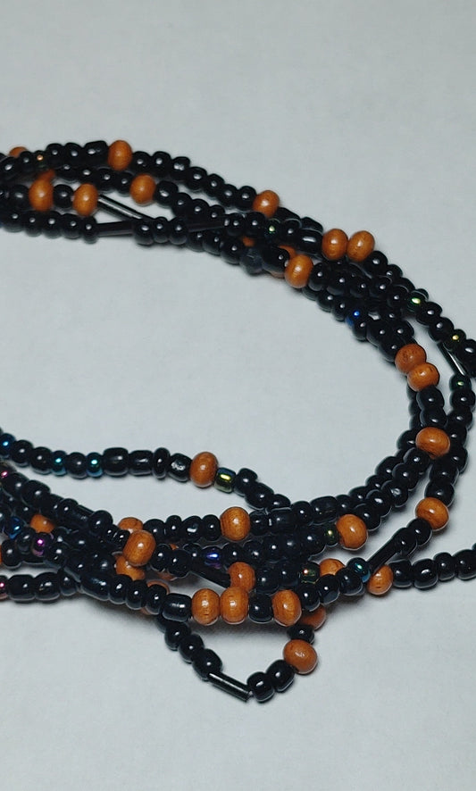 Wood and black waistbeads