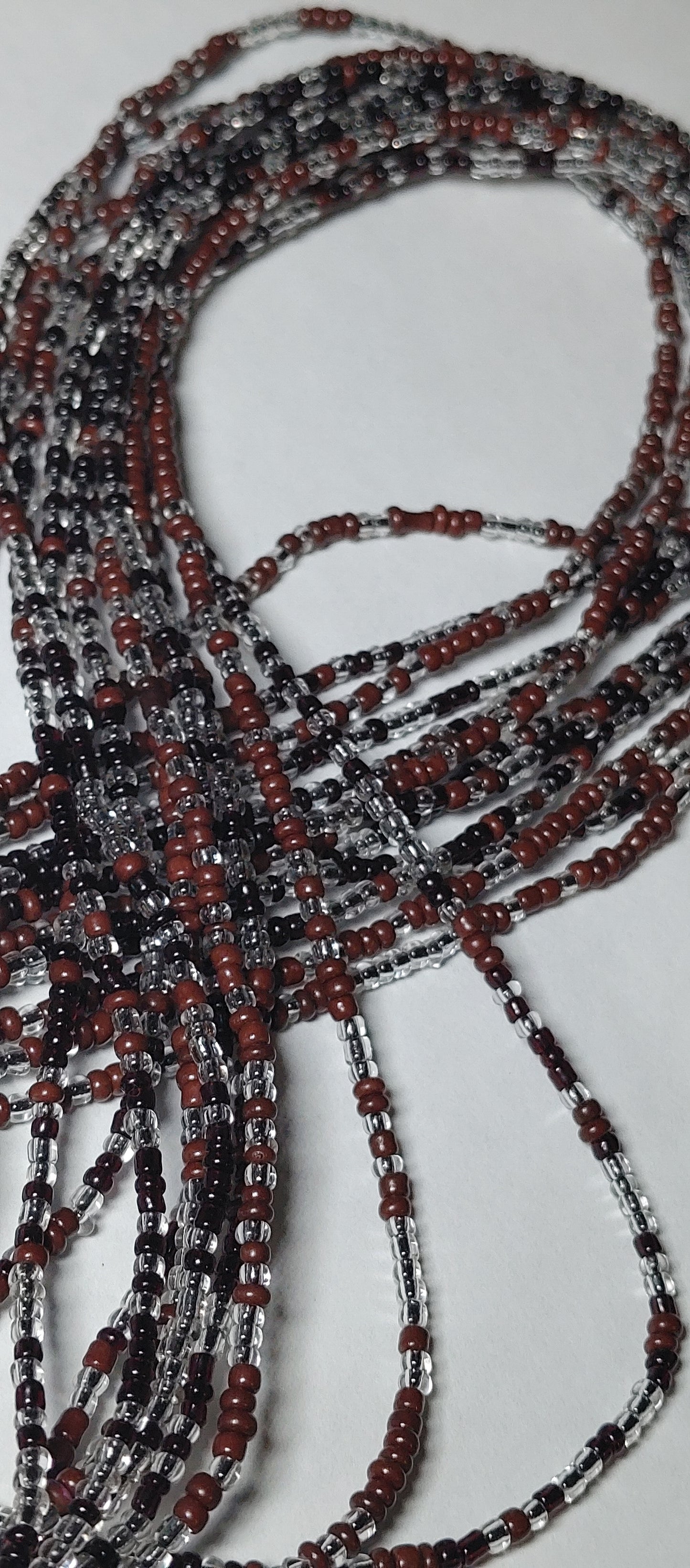 Brown and clear waistbeads