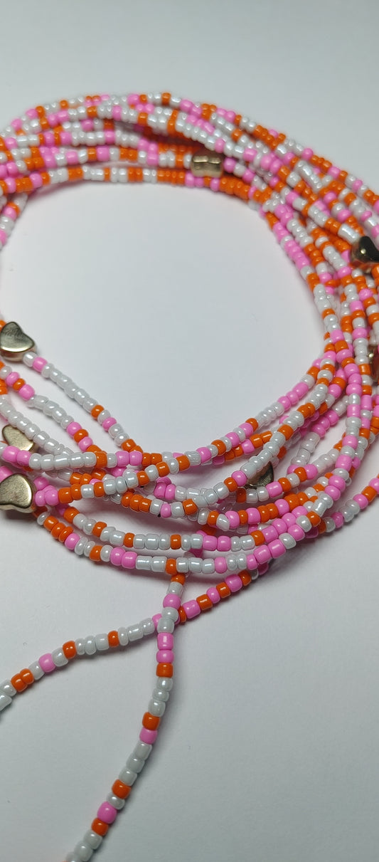 Pink sunrise waistbeads