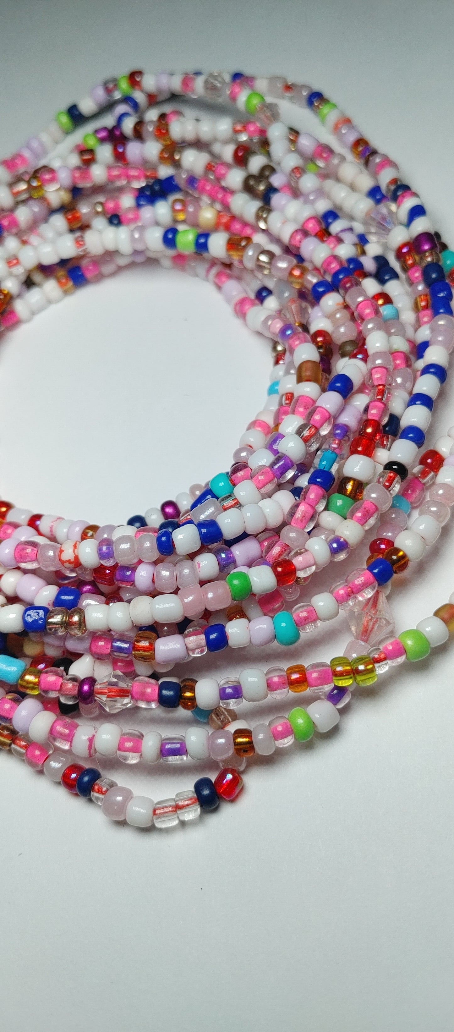 Pink confetti mix waistbeads