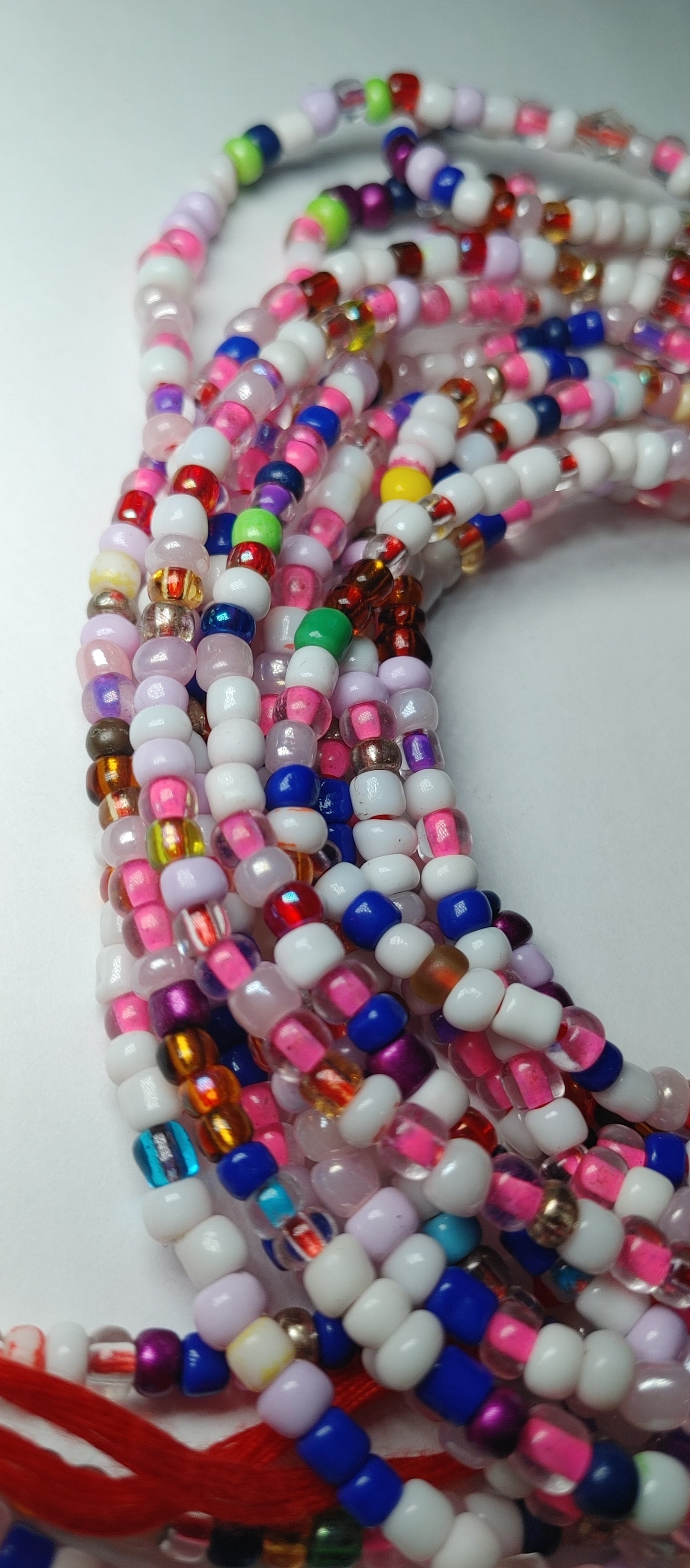 Pink confetti mix waistbeads