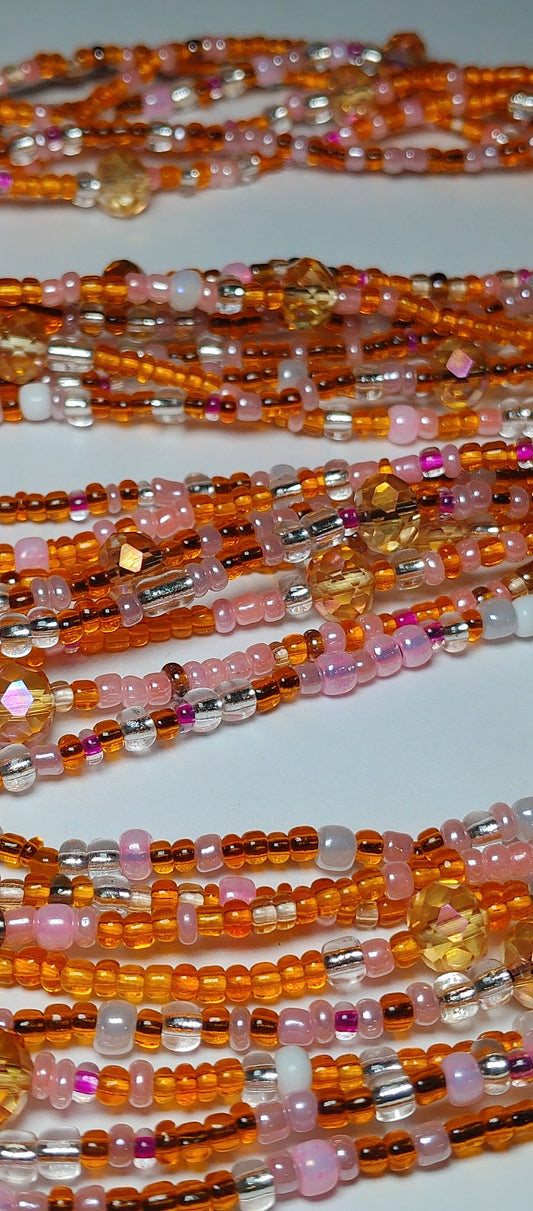 Orange glamour waistbeads