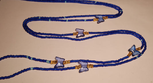 Blue butterfly waistbeads