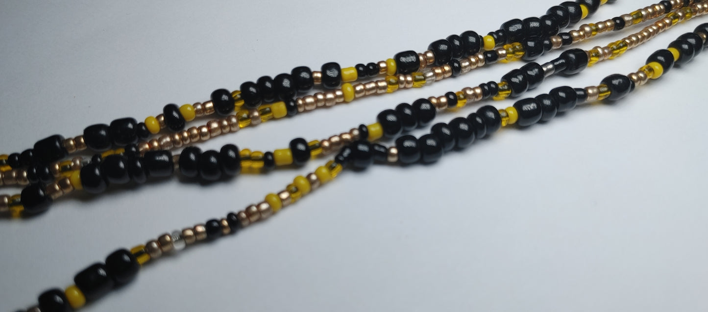 Black,yellow,gold waistbeads