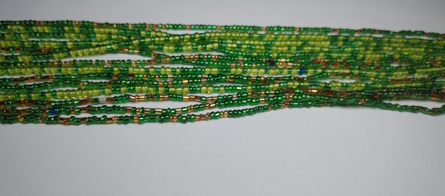 Green and gold waistbeads