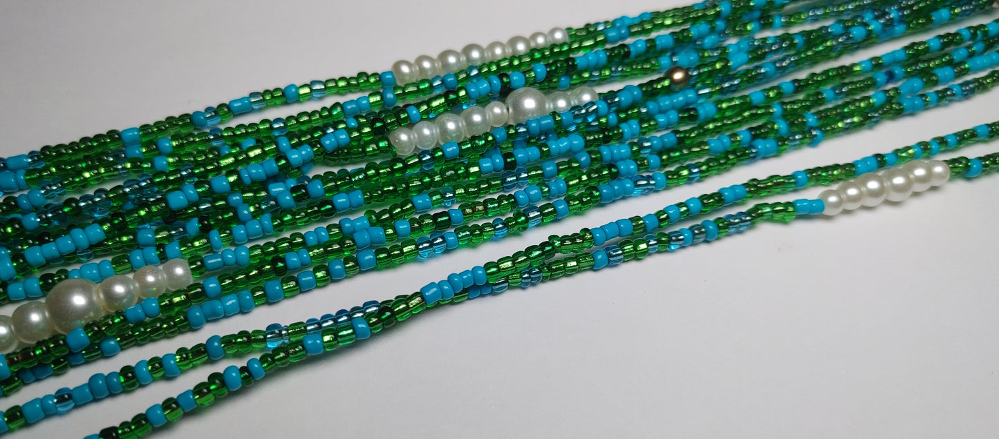 Blue green coral waistbeads