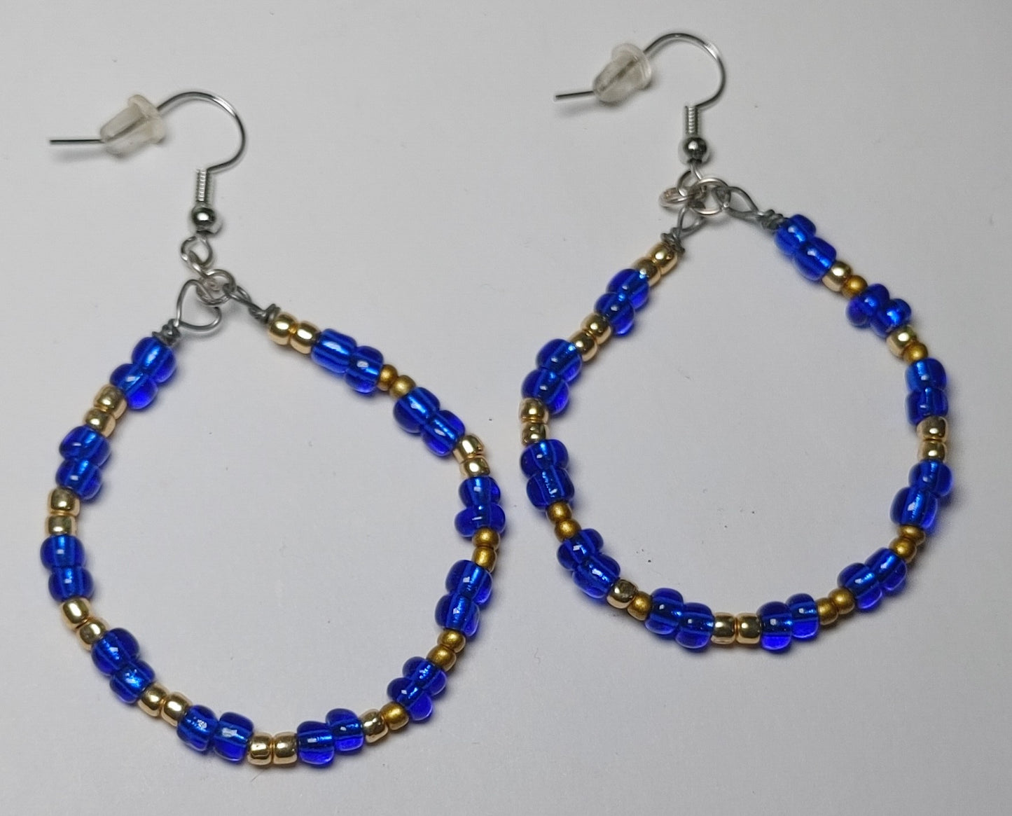 Blue,gold hoop earrings