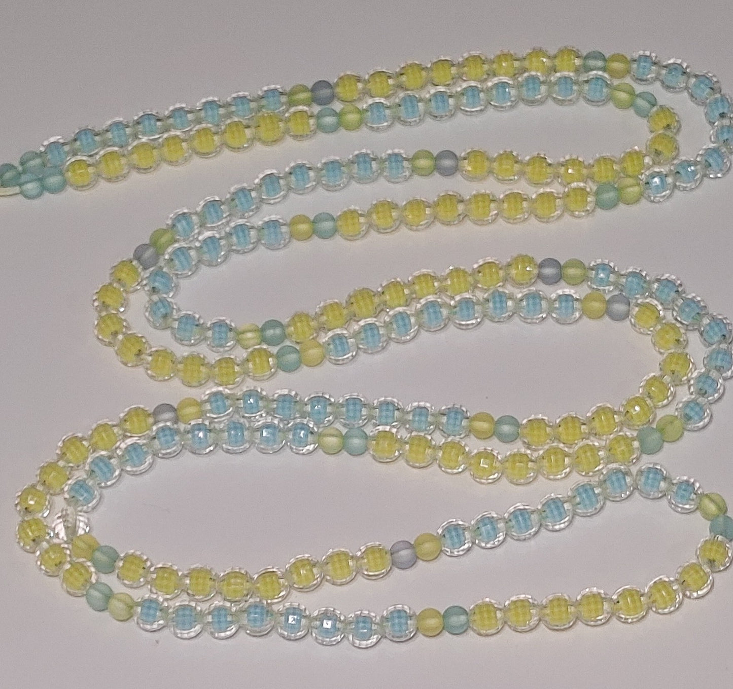 Blue yellow swirl waistbeads